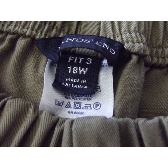 Lands End Pants 18W x 32"Inseam Fit 3 tan dark khaki pull on elastic - Picture 4 of 7
